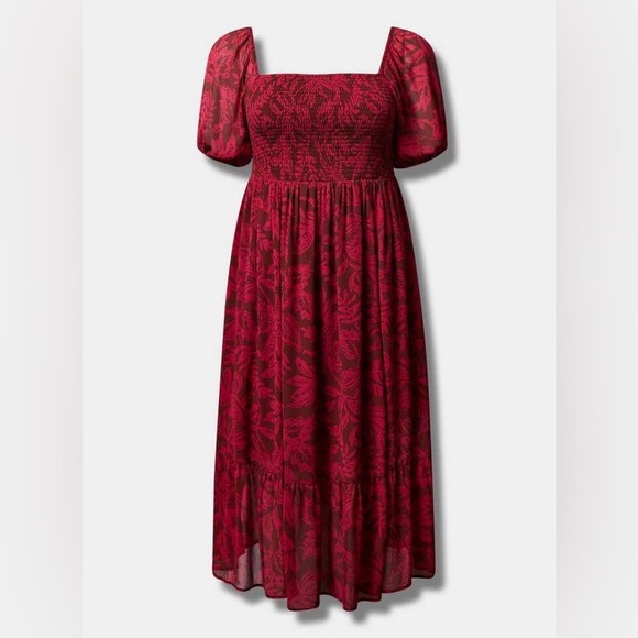 Torrid Tea Length Smocked Bodice A-Line Dress NWT - Picture 5 of 8